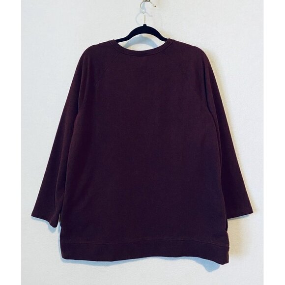 J Jill Sweater Womens Large Quilted Pullover Pockets Crew Neck Burgundy - Picture 3 of 7